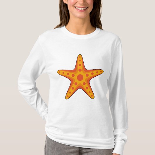 かわいいオレンジのヒトデ漫画 Tシャツ (正面)