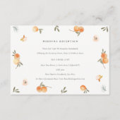 かわいいオレンジのフローラボホーの葉のウェディングレセプション エンクロージャーカード (正面)