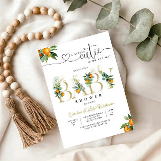 かわいいオレンジのベイビーシャワー招待状 招待状