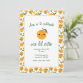 かわいいオレンジのマンダリン クレメンタイン 招待状 (スタンド正面)