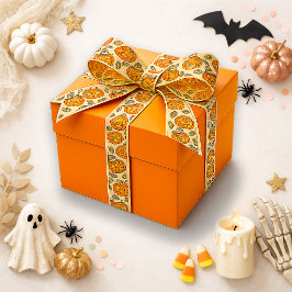 かわいいオレンジのヴィンテージ・ハロウィン・パンプキンクラフト サテンリボン
