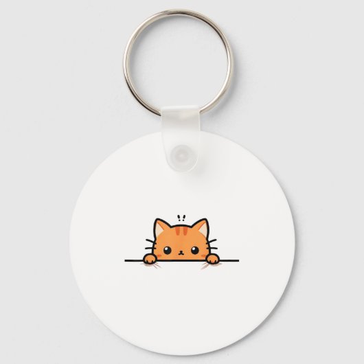 かわいいオレンジの子猫がこちらを覗く ギャング猫C キーホルダー (正面)