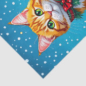かわいいオレンジの子猫とポインセチアのクリスマス 薄葉紙 (詳細)