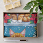 かわいいオレンジの子猫とポインセチアのクリスマス 薄葉紙 (ギフト)