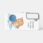 かわいいオレンジの子猫と毛糸のボール SAMSUNG GALAXYケース (裏面横)