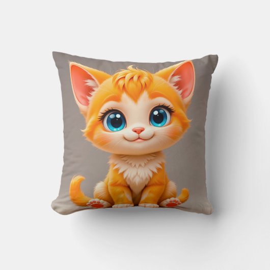 かわいいオレンジの子猫のキャラクター動物の居心地の良いスタイル 🐱 クッション (正面)