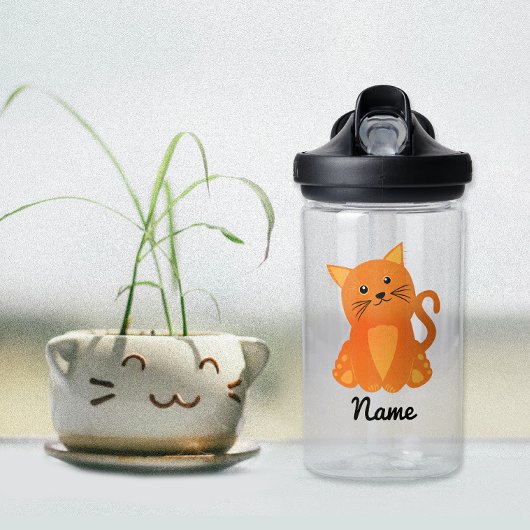 かわいいオレンジの子猫のキャラクター名 ウォーターボトル