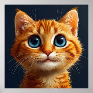 🐱 かわいいオレンジの子猫の壁掛けアート - おこもり空間にぴったり 🐱 ポスター