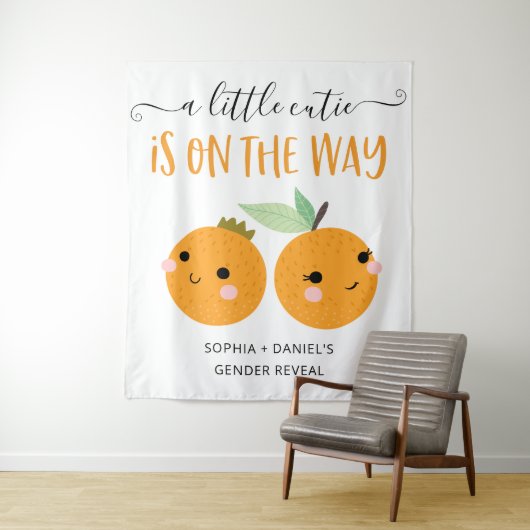 かわいいオレンジの性別発表バナー タペストリー (インサイチュ)