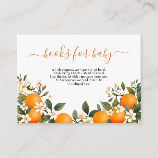 かわいいオレンジの柑橘系ブックスベビー エンクロージャーカード (正面)