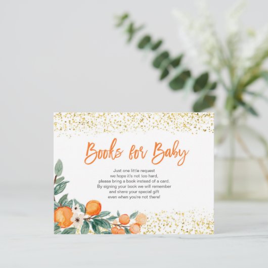 かわいいオレンジの柑橘系ベイビーブックス挿入カード ポストカード (スタンド正面)