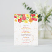 かわいいオレンジの水彩の花結婚が素敵 インビテーションポストカード (スタンド正面)