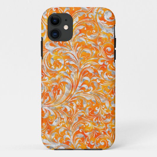 かわいいオレンジの渦巻きフローラデザイン Case-Mate iPhoneケース (裏面)