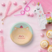 かわいいオレンジの猫の2歳の誕生日の紙皿 ペーパーボウル (パーティー)