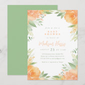 かわいいオレンジの花のベビーシャワー招待状 招待状 (正面/裏面)