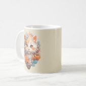 かわいいオレンジの花柄キティキャット コーヒーマグカップ (正面左)