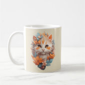 かわいいオレンジの花柄キティキャット コーヒーマグカップ (左)