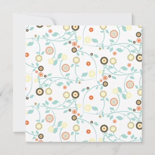 かわいいオレンジの花柄 ベビーガールのお知らせ 案内状 (裏面)