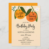 かわいいオレンジの誕生日招待状 招待状 (正面/裏面)