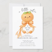 かわいいオレンジの赤ちゃん歓迎会招待状 招待状 (正面)