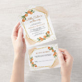 かわいいオレンジの赤ちゃん歓迎会 オールインワン招待状 (貼ってはがせる)