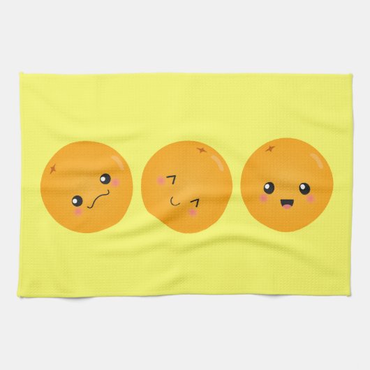 かわいいオレンジの転がり キッチンタオル (横)