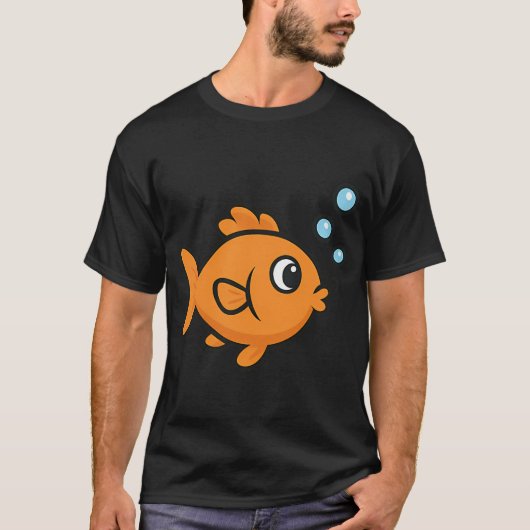 かわいいオレンジの金魚のキャラクター Tシャツ (正面)