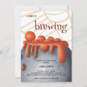 かわいいオレンジの魔女ベビー醸造ベビーシャワー 招待状 (正面)