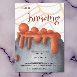 かわいいオレンジの魔女ベビー醸造ベビーシャワー 招待状