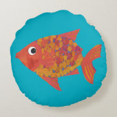 かわいいオレンジの魚オンターコイズカスタムラウンドピロー ラウンドクッション (裏面)