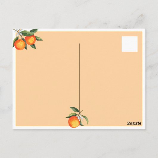 かわいいオレンジの1歳誕生日招待状 ポストカード (裏面)