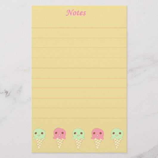 かわいいオレンジをアイスクリーム 便箋 (正面)