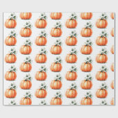 かわいいオレンジカボチャのギフトラップ ラッピングペーパー (フラット)