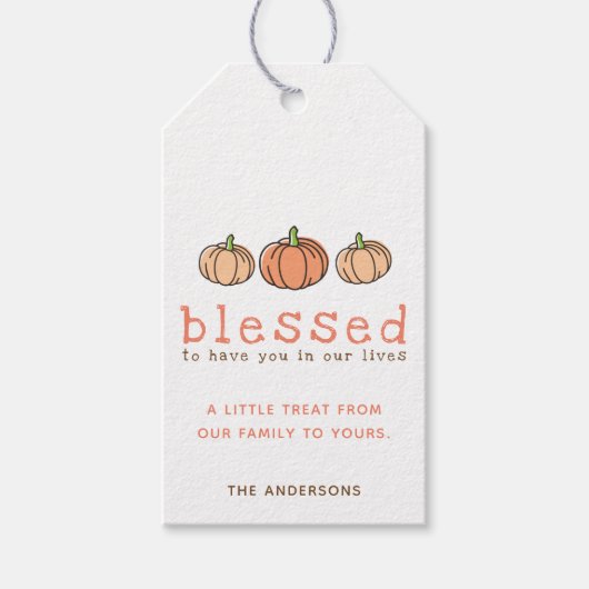 かわいいオレンジカボチャ賛美感謝祭 ギフトタグ (正面)