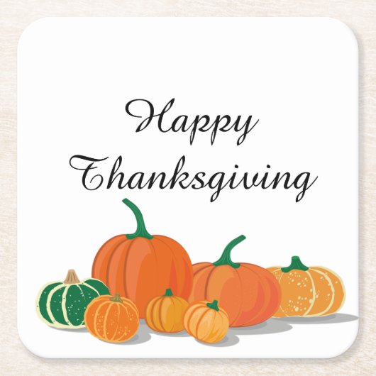 かわいいオレンジカボチャ スクエアペーパーコースター (正面)