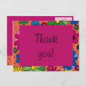 かわいいオレンジカラフルとフローラ誕生日ありがとう ポストカード (正面/裏面)