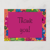 かわいいオレンジカラフルとフローラ誕生日ありがとう ポストカード (正面)