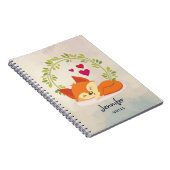 かわいいオレンジキツネとハートとグリーンリース ノートブック (右側)
