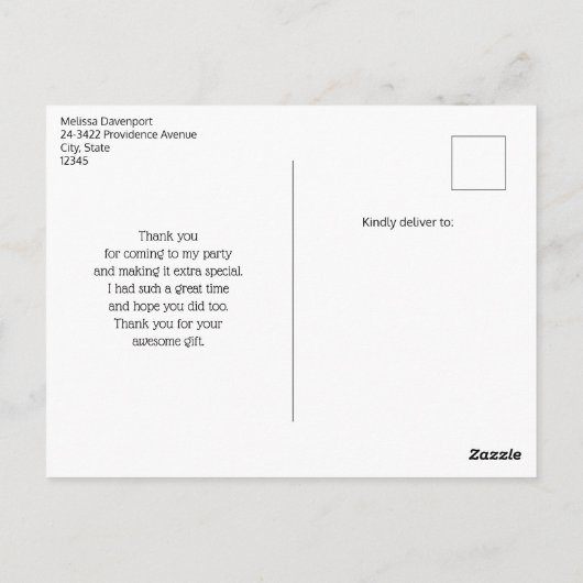 かわいいオレンジキツネとフローラクラウンありがとう ポストカード (裏面)