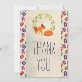 かわいいオレンジキツネとリースありがとう サンキューカード