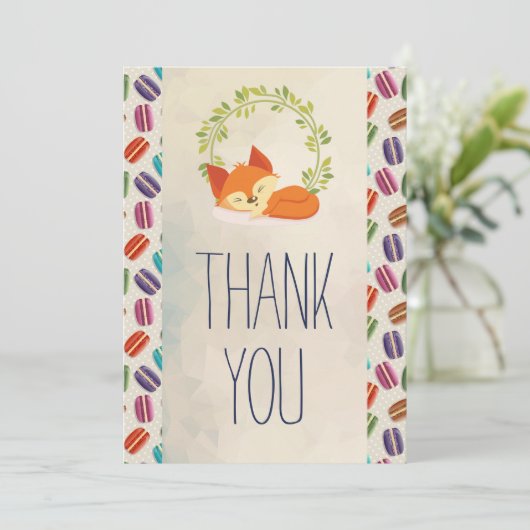 かわいいオレンジキツネとリースありがとう サンキューカード (スタンド正面)