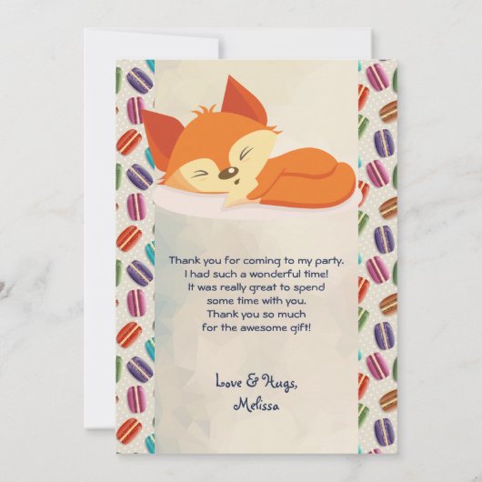 かわいいオレンジキツネとリースありがとう サンキューカード (裏面)