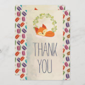 かわいいオレンジキツネとリースありがとう サンキューカード (正面/裏面)