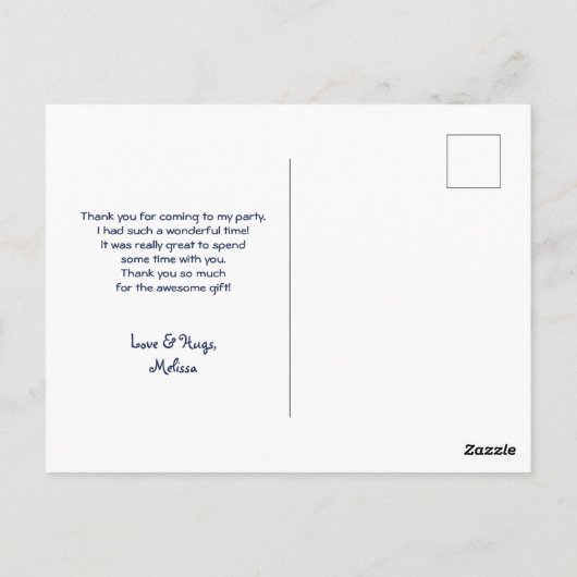 かわいいオレンジキツネとリースありがとう ポストカード (裏面)