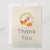 かわいいオレンジキツネとリースとハートありがとう サンキューカード (正面)