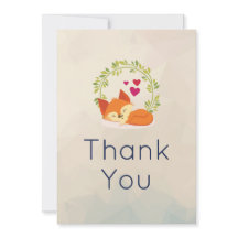 かわいいオレンジキツネとリースとハートありがとう