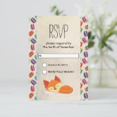 かわいいオレンジキツネとリース誕生日RSVP 招待状 (スタンド正面)