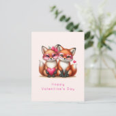 かわいいオレンジキツネインラブバレンタインデー シーズンポストカード (スタンド正面)