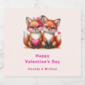 かわいいオレンジキツネインラブバレンタインデー ビールラベル (シングルラベル)