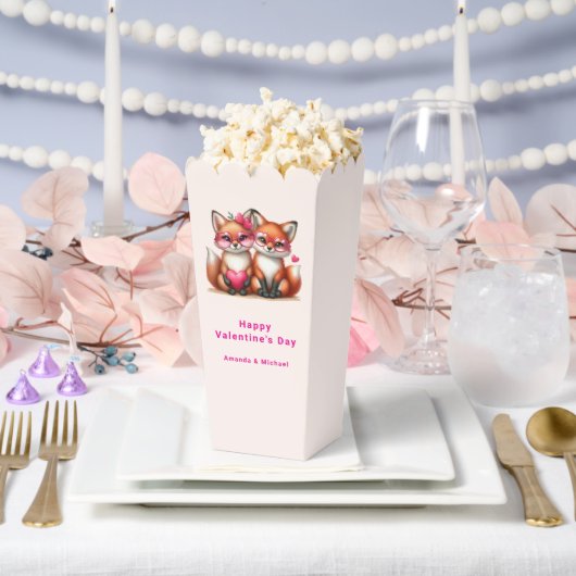 かわいいオレンジキツネインラブバレンタインデー フェイバーボックス (ウェディング)